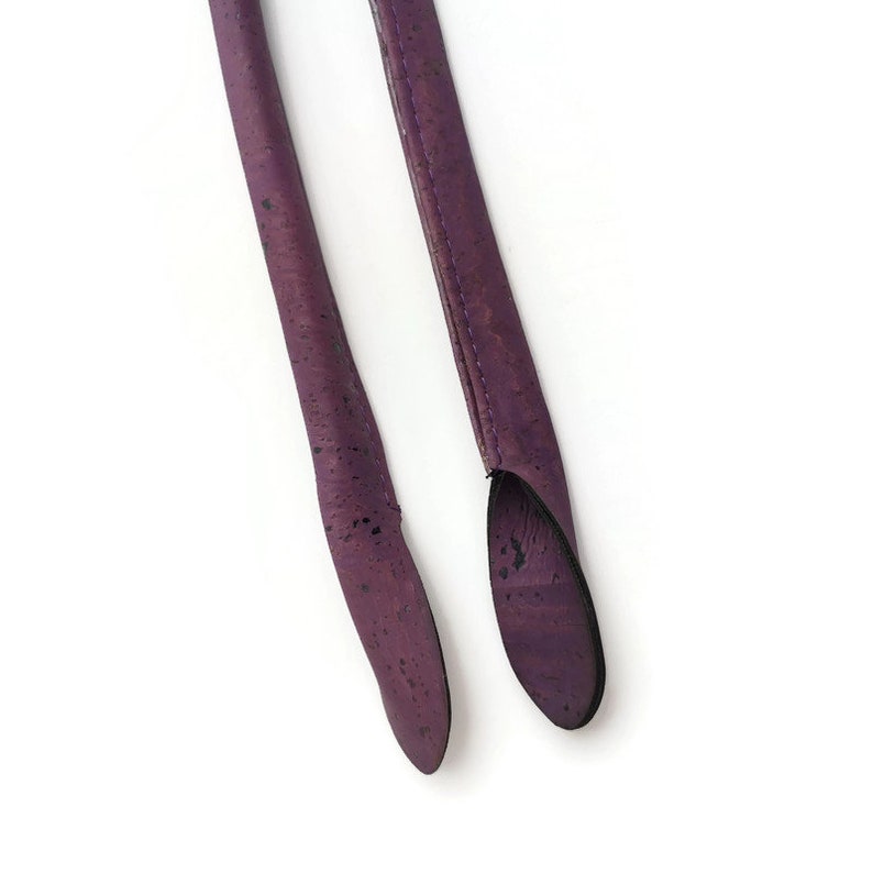 1 paio di manici per borse arrotolati in tessuto di sughero viola da 55 cm, forniture per manici per borse in sughero, senza fori per cucire immagine 8
