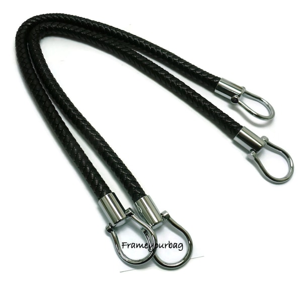 1 pair of bag handle 56cm=22 inch- braided Black PU leather