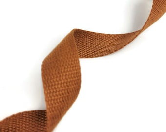 25 mm Light Brown twill cotton tape by the yard, cotton ribbon(5 meters)
