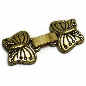 2 Zamak clasps Butterfly Antique Golden for flat  leather (ZK363)