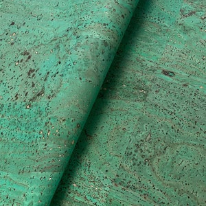 Cork Fabric - Portuguese cork fabric royal green 68x50cm / 26.77''x19.69''