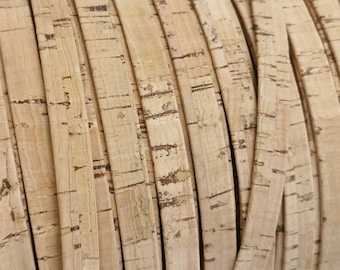 1 meter/ 39 in - Flat cork Leather cord Rústic Natural- 10mm x 2mm (European product) REF-46