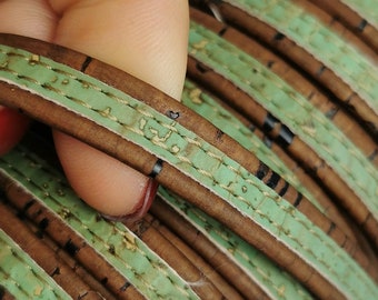 1 Meter Portuguese flat Cork 10x2mm, Brown and Royal Green REF-