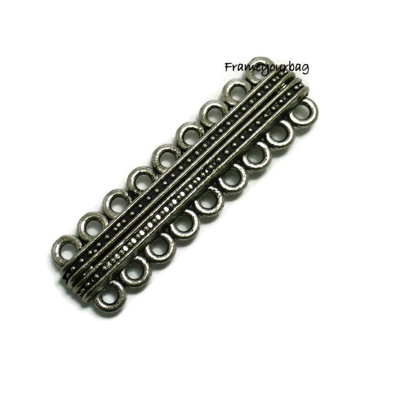 1 Clasps for leather finding magnetic clasp Antique  Silver color-9 holes 3mm  (ZK490)