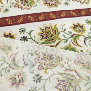 Typical floral-Bordeaux/ Green stripes portuguese fabric Chita Portuguesa1m x 1,60 m 39,37x63 inch image 5