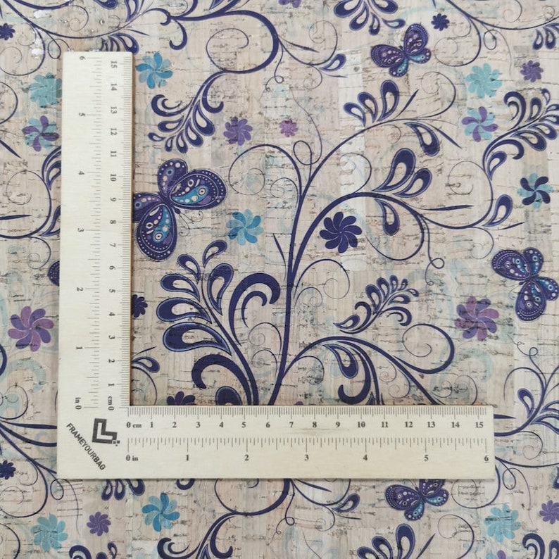 Portuguese Cork Fabric, Flowers Pattern on Natural Cork 68x50cm / 26.77 ...
