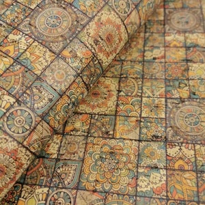 100x140cm Cork leather, green product, Portuguese cork fabric, Printed pattern (74)