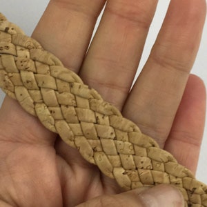 Cork Cording - 15mm flat cork braid - Portuguese cork 1 Meter REF-473