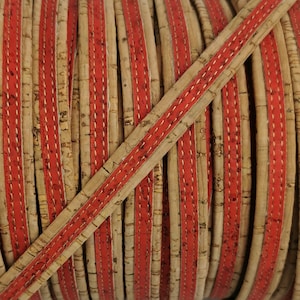 Special Cork cord - 25 Meters Portuguese flat Cork 10x2mm, Natural with other colors