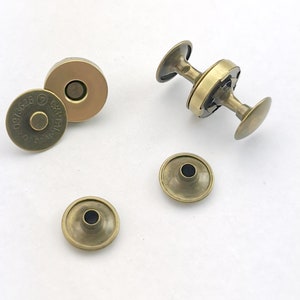 10 Sets Bronzefarbe Doppelkappen Magnetverschlüsse für Taschen Geldbörse Leder Verschlüsse 14 mm, DIY - MS15