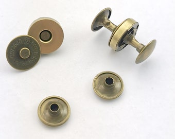 10 jeux de fermoirs magnétiques à double capuchon couleur bronze pour fermetures en cuir de sac à main 14 mm, bricolage