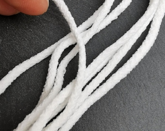 3mm Elastic Band, Elastic Mask Strap White, Ear loop elastic, Ear Tie Rope Handmade String for Mask, High Quality Elastic for mask Sewing