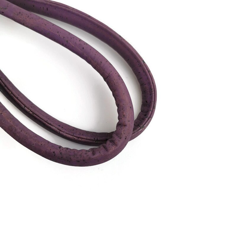 1 Pair of Purple Cork fabric Rolled handbag handles 55cm , cork bag handles supplies, no sewing holes image 3