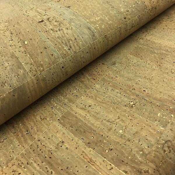 Cork Fabric Tabac with golden flecks 50x68 cm - Portuguese cork leather / 26.77''x19.69''