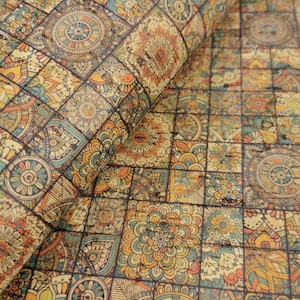 Portuguese cork fabric, Printed pattern 68x50cm / 26.77''x19.69'', (74)