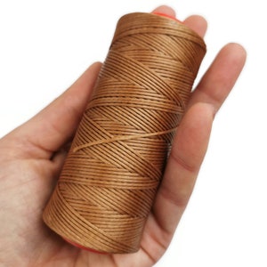 Filo per cucire a mano Filo di cera piatto per cucire a mano la pelle, lunghezza 160 m, cammello