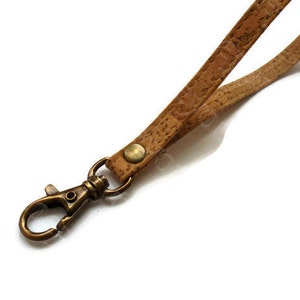 1 correa de mano de corcho de cuero genuino, correa de bolso, correa de monedero, asas de monedero, gancho de 16 cm de latón antiguo