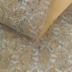 LAST PIECES - Cork Fabric,Embossed snake blue pattern 65x50cm