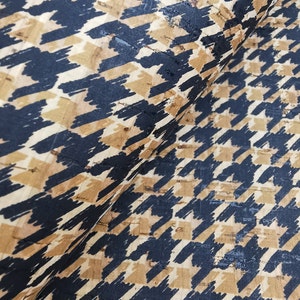 Portuguese cork fabric sheet, Houndstooth on Natural Rustic Cork 68x50cm / 26.77''x19.69'' (339)
