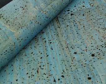 Cork fabric by the yard, Portuguese cork fabric Petroleum Blue 70x50cm / 26.77''x19.69'',