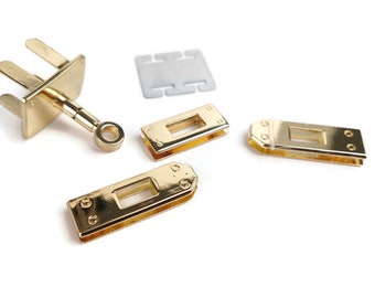 Golden clutch lock /CHIUSURE CON GIRELLO/ clutch purse lock /twist lock/ 41mmx19mm  ( va3823) - FL07