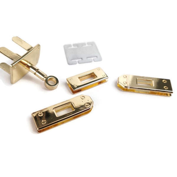 Golden clutch lock /CHIUSURE CON GIRELLO/ clutch purse lock /twist lock/ 41mmx19mm  ( va3823) - FL07