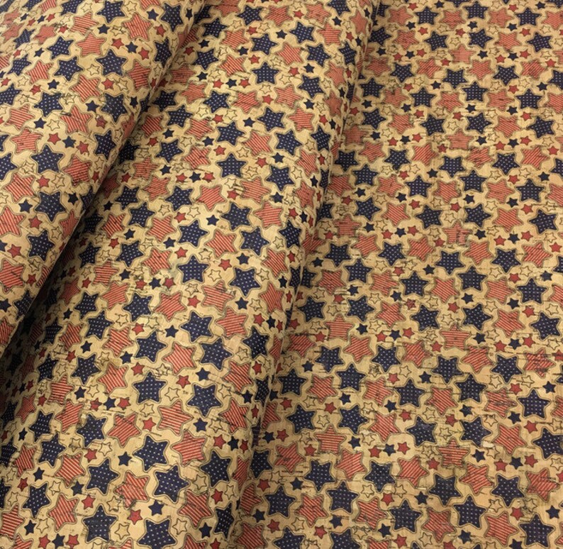 68x50cm Portuguese Cork Fabric Star Print Cork Leather / Etsy