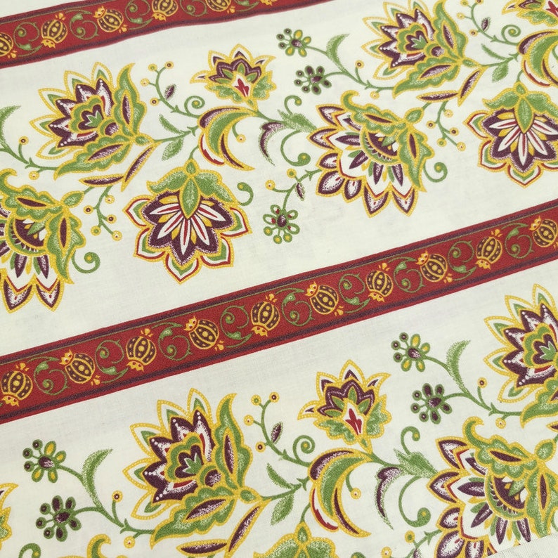 Typical floral-Bordeaux/ Green stripes portuguese fabric Chita Portuguesa1m x 1,60 m 39,37x63 inch image 4