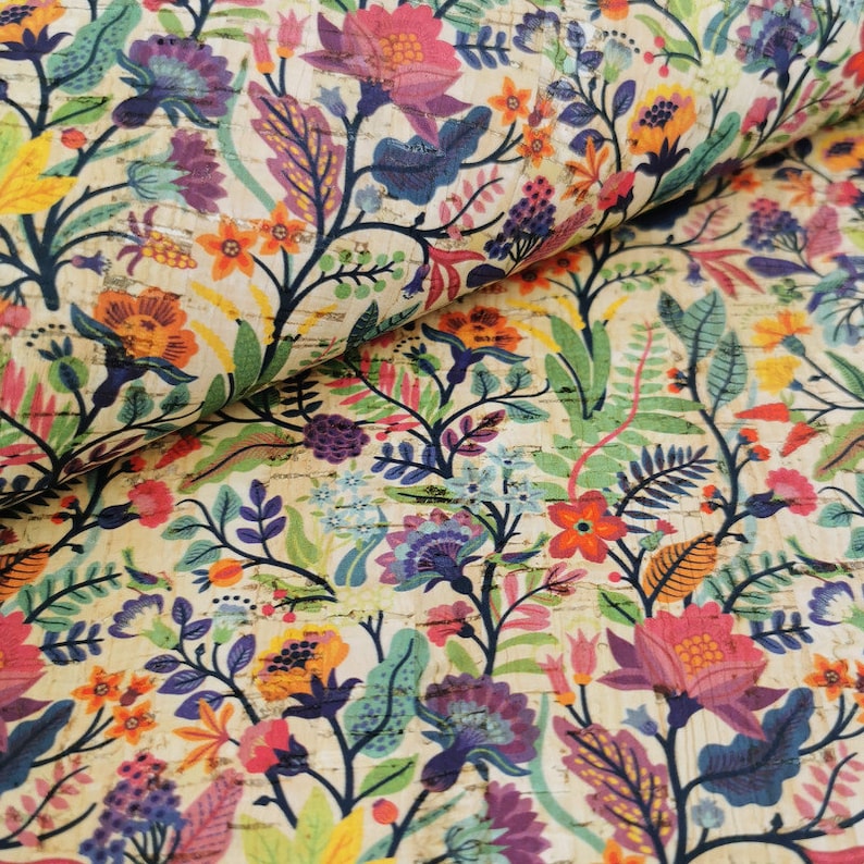 68x50cm Portuguese Cork Fabric Colorful Forrest Cork Leather Etsy UK