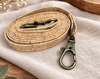 Kurken tasriem 120 cm – 1 cm brede gestikte kurken schouderriem – natuurlijke kurken handgreep voor tas met metalen sluitingen – benodigdheden voor het maken van tassen