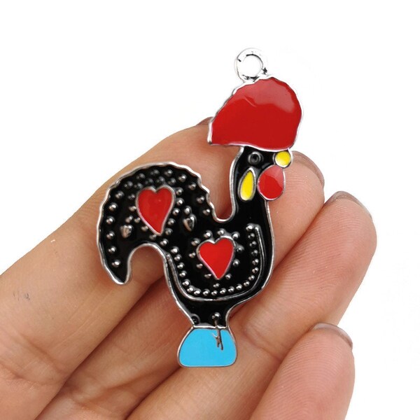 2 pcs Portuguese Barcelos Rooster pendant