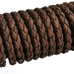 5mm Brown Cork Fabric Braided, 1 meter/ 39 in  -5mm Braided Genuine Cork Cord (European product) REF-435