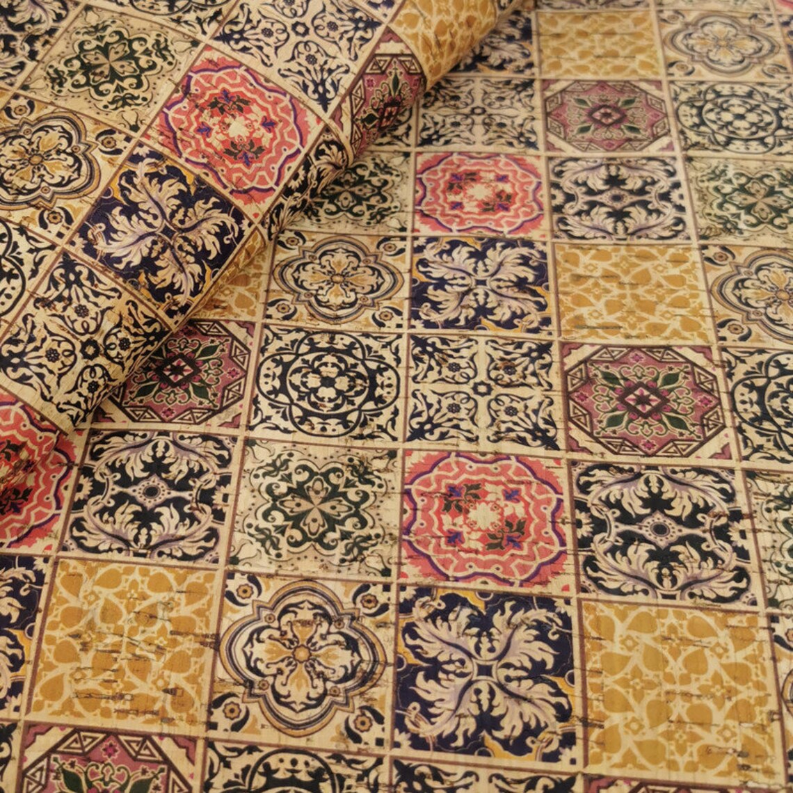 Portuguese Cork Fabric by the Yard Printed Pattern 68x50cm / Etsy