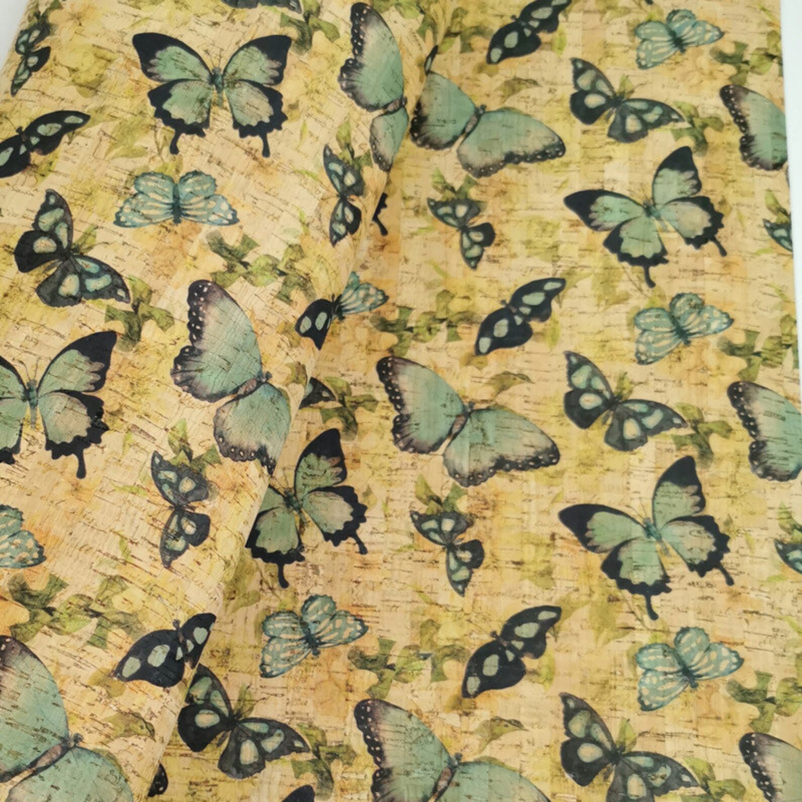 Portuguese Cork Fabric Butterfly Printed Pattern 68x50cm / - Etsy
