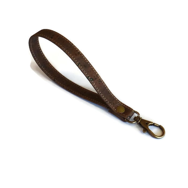 1 Brown cork handbag wristle strap ,bag strap,purse strap,purse handles,16cm hook antique brass