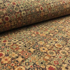 100x140cm Cork leather, green product, Portuguese cork fabric, Printed pattern (77)