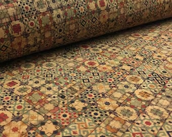 100x140cm Cork leather, green product, Portuguese cork fabric, Printed pattern (77)