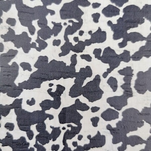 50 x 68 cm Portuguese cork fabric, Cow printed pattern on White Rustic Cork (J037)