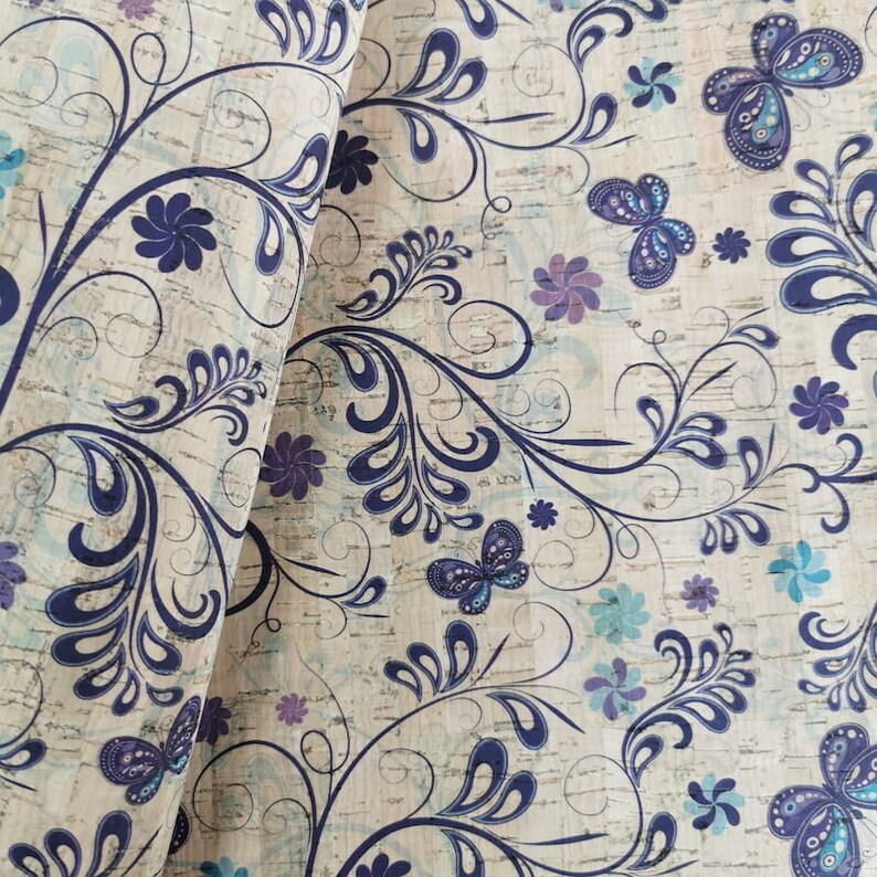 Portuguese Cork Fabric, Flowers Pattern on Natural Cork 68x50cm / 26.77 ...
