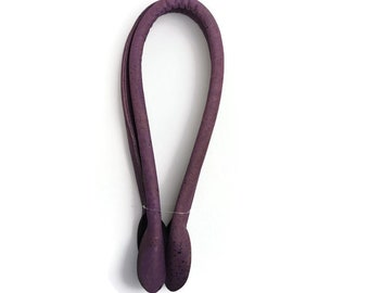 1 paio di manici per borse arrotolati in tessuto di sughero viola da 55 cm, forniture per manici per borse in sughero, senza fori per cucire