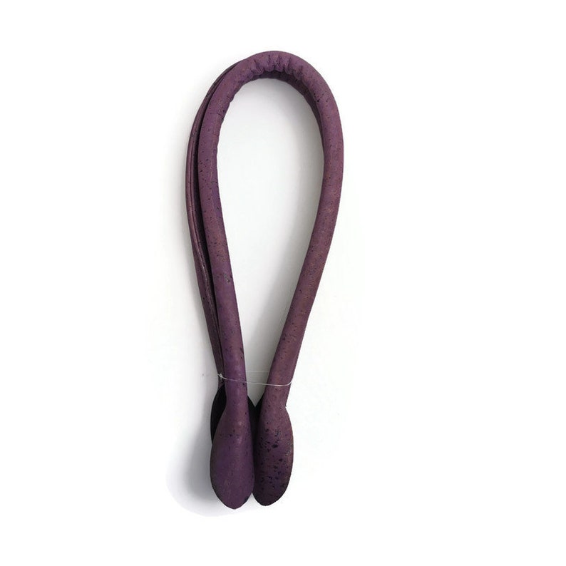 1 Pair of Purple Cork fabric Rolled handbag handles 55cm , cork bag handles supplies, no sewing holes image 1