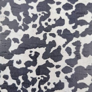 15.5x11cm / 6.1''x4.3'' Portuguese cork fabric, Cow printed pattern on White Rustic Cork (J037)