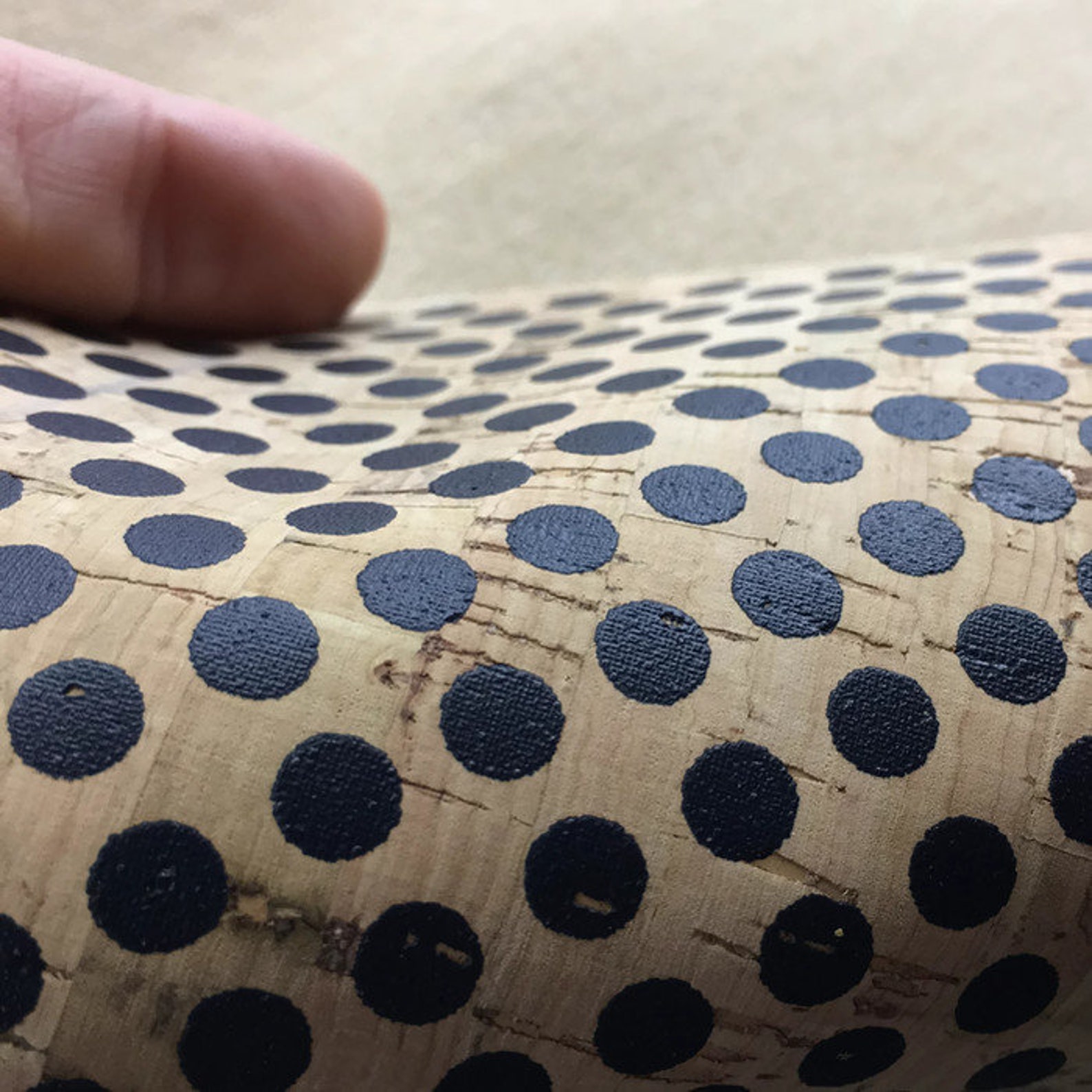 Cork Fabric Black Dots Print Cork Ecofriendly Made in Etsy