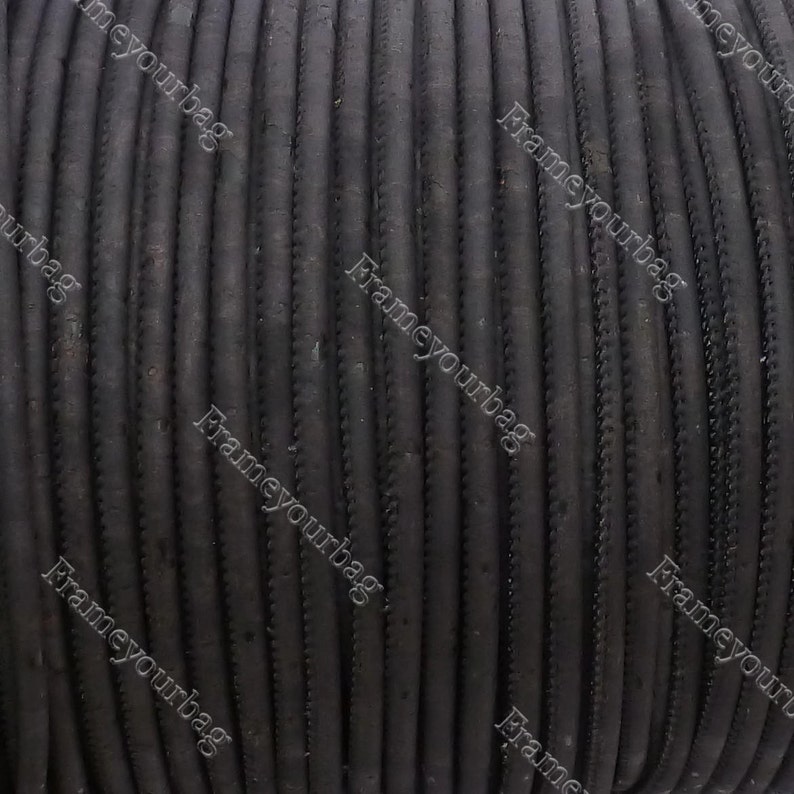 1m Portuguese cork Leather Cord 5mm black REF-136