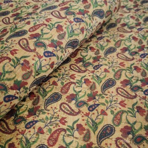 Paisley Printed Pattern on Natural Cork, Portuguese Cork Fabric ...