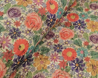 68x50cm Portuguese cork fabric, Colorful Flowers cork leather / 26.77''x19.69'', (256)