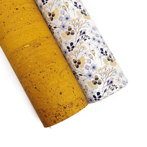 Cork Fabric Bundle - 35X50cm of White acorn(407) and 35X50cm of Yellow cork fabric Pack