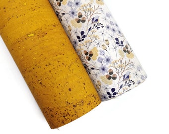 Cork Fabric Bundle - 35X50cm of White acorn(407) and 35X50cm of Yellow cork fabric Pack