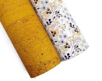 Cork Fabric Bundle - 35X50cm of White acorn(407) and 35X50cm of Yellow cork fabric Pack