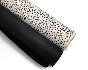 Cork Fabric Bundle - 35X50cm of White Dalmata (412) and 35X50cm of Black cork fabric Pack